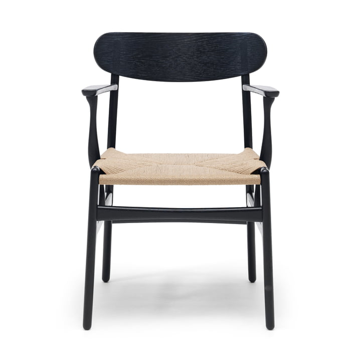 CH26 Chaise avec accoudoirs de Carl Hansen en chêne teinté noir / naturel