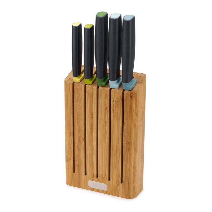 Elevate Set de couteaux 5 pièces avec bloc à couteaux de Joseph Joseph en bambou / acier inoxydable