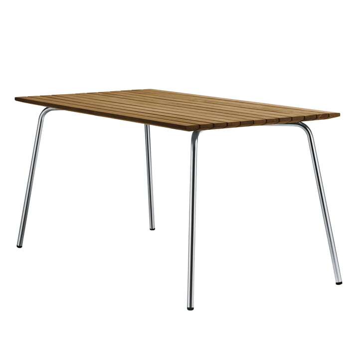 S 1040 table de jardin, 150 x 78 cm, cadre en acier inoxydable tube rond / plateau de table Iroko by Thonet 