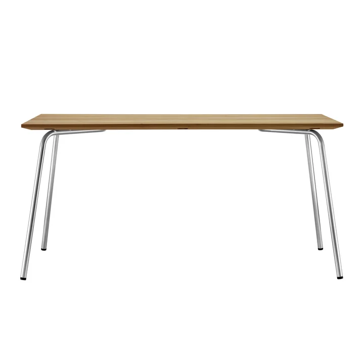 S 1040 table de jardin, 150 x 78 cm, cadre en acier inoxydable tube rond / plateau de table Iroko by Thonet 