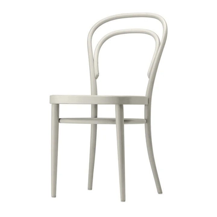 214 M Chaise en bois courbé de Thonet avec assise en creux Contreplaqué moulé / hêtre lasuré blanc (TP 200)