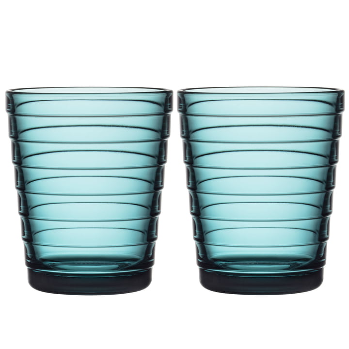 Aino Aalto Gobelet en verre 22 cl de Iittala en bleu mer (set de 2)
