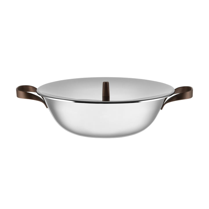 Edo Wok avec couvercle en acier inoxydable par Alessi