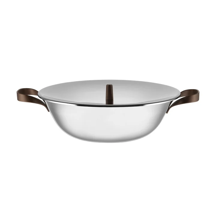 Edo Wok avec couvercle en acier inoxydable par Alessi