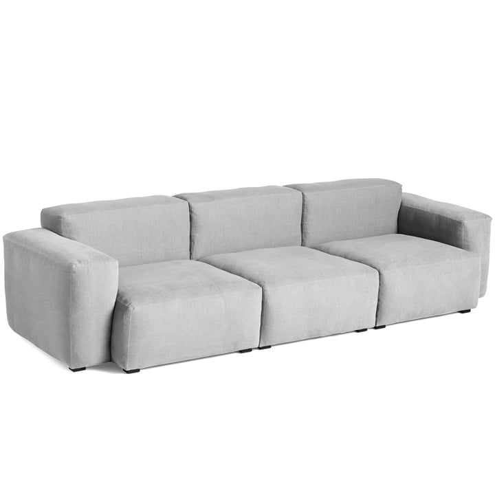 Mags Soft Sofa 3 places combinaison 1 accoudoir bas de Hay en gris clair (Linara 443) / couture : ton sur ton