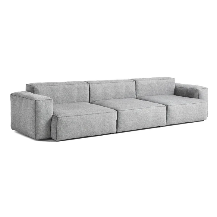Mags Soft Canapé 3 places combiné 1 accoudoir bas de HAY en gris clair (Hallingdal 130) / Coutures : gris foncé