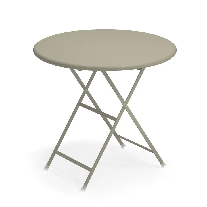 Table pliante Arc en Ciel, Ø 80 x H 74 cm en gris-vert par Emu 