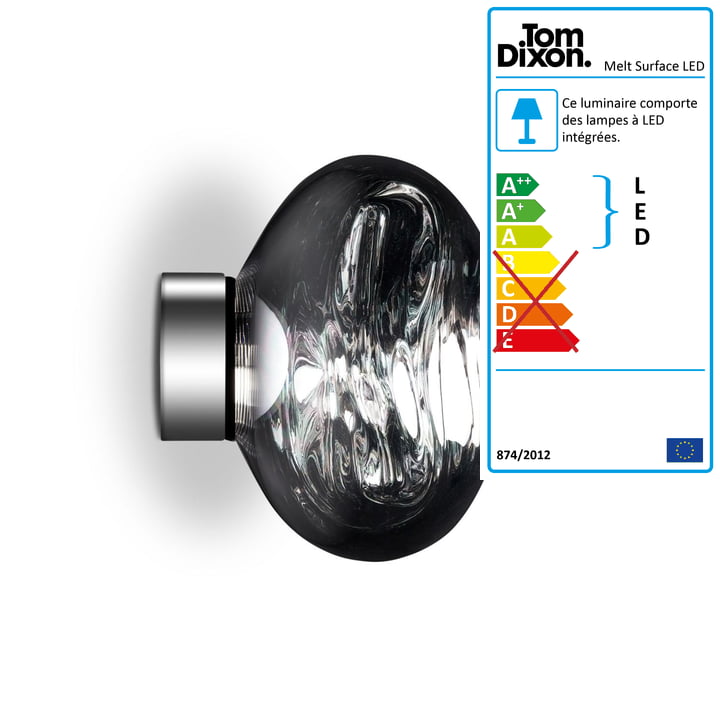 Mini Plafonnier à LED Melt Mini Surface par Tom Dixon en Chrome