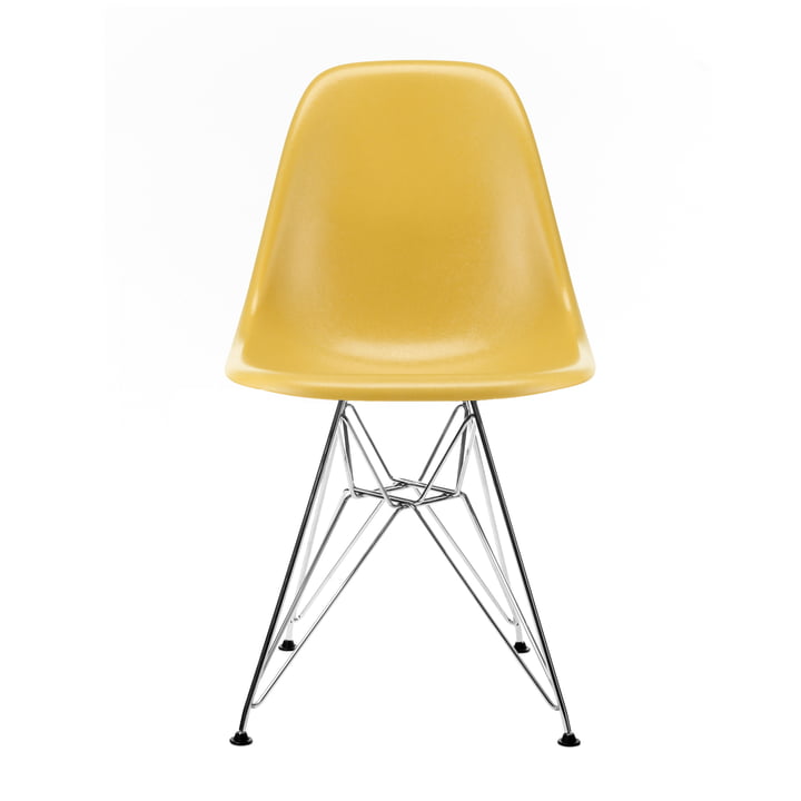 Eames Fiberglass Side Chair DSR from Vitra in basic dark / Eames ochre light