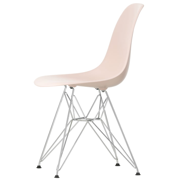 Eames Plastic Side Chair DSR by Vitra en chromé / rose tendre