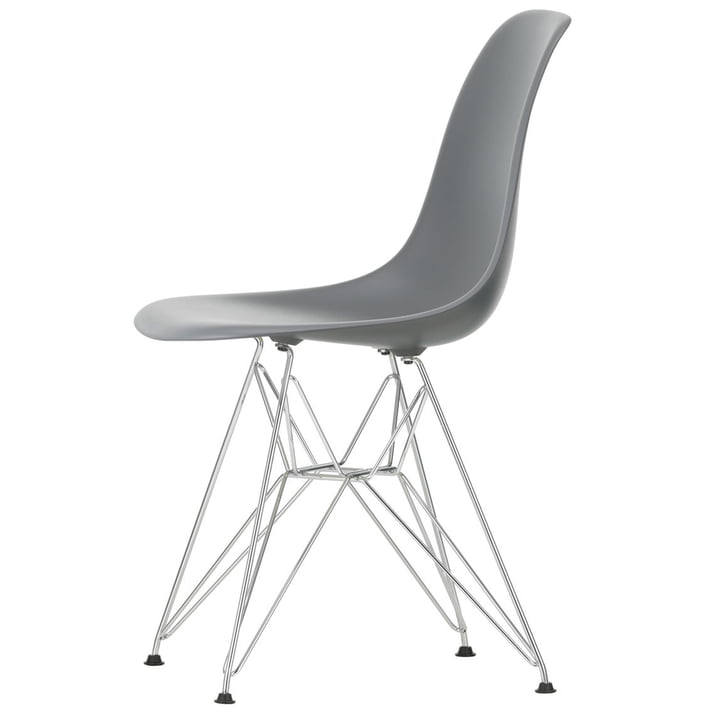 Eames Plastic Side Chair DSR by Vitra en chromé / gris granit