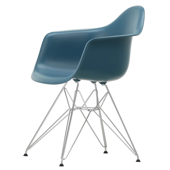 Eames Plastic Armchair DAR de Vitra en chromé / bleu mer