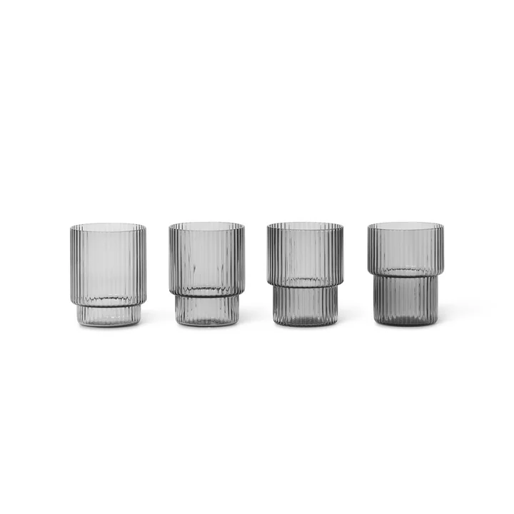 Ripple Verre small, smoked grey (set de 4) de Ferm Living