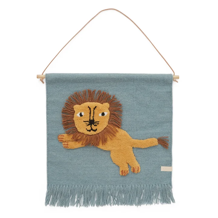 Tapisserie enfant avec motif animalier, lion / tourmaline par OYOY