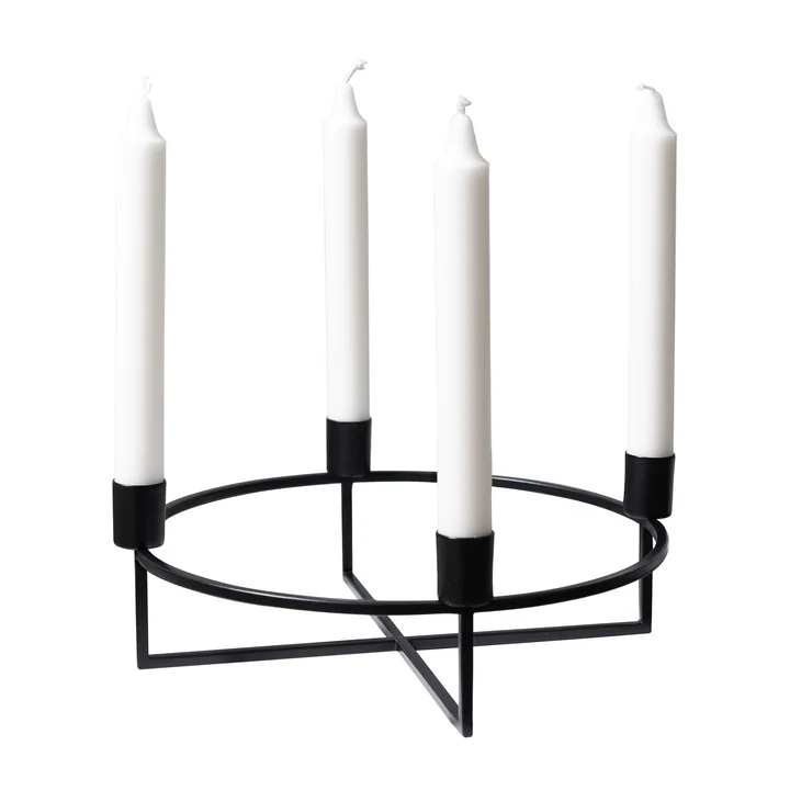 HANA - 4 Flames Bougeoir, rond / noir