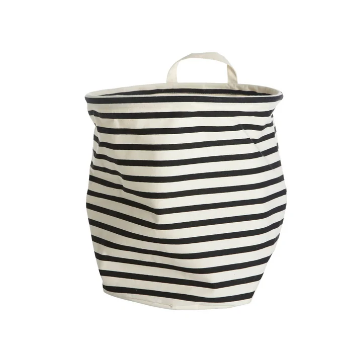 Panier de rangement Stripes Ø 30 x H 30 cm par House Doctor en noir / blanc