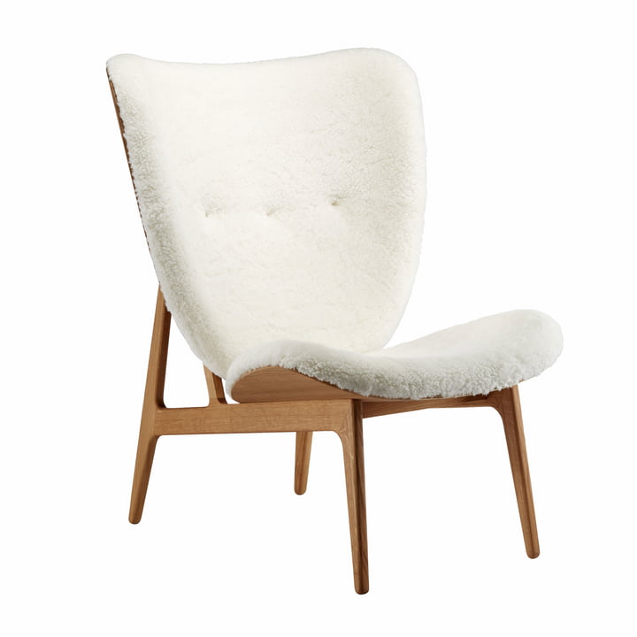 Elephant Lounge fauteuil de Norr11 en chêne fumé / peau de mouton blanc cassé