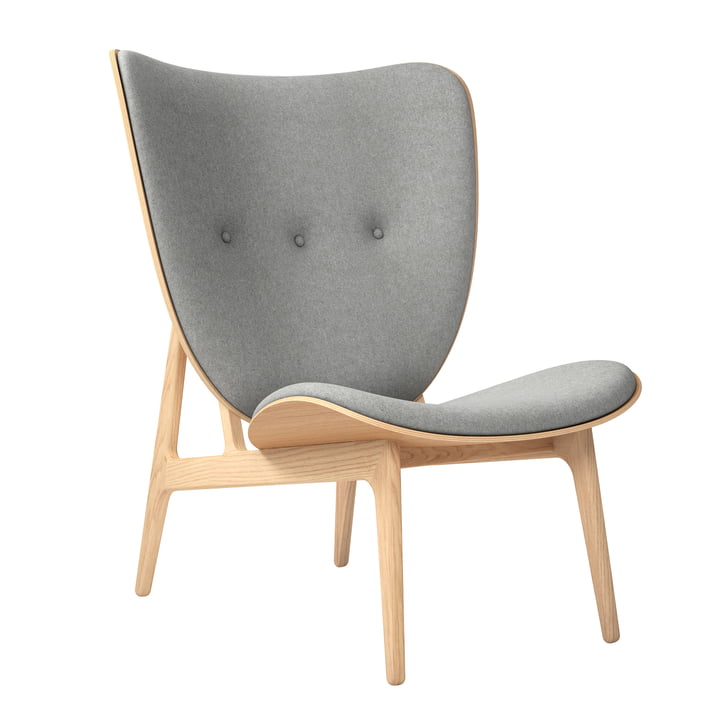 Elephant Lounge Fauteuil de Norr11 en chêne naturel / laine gris clair (Light Grey 1000)