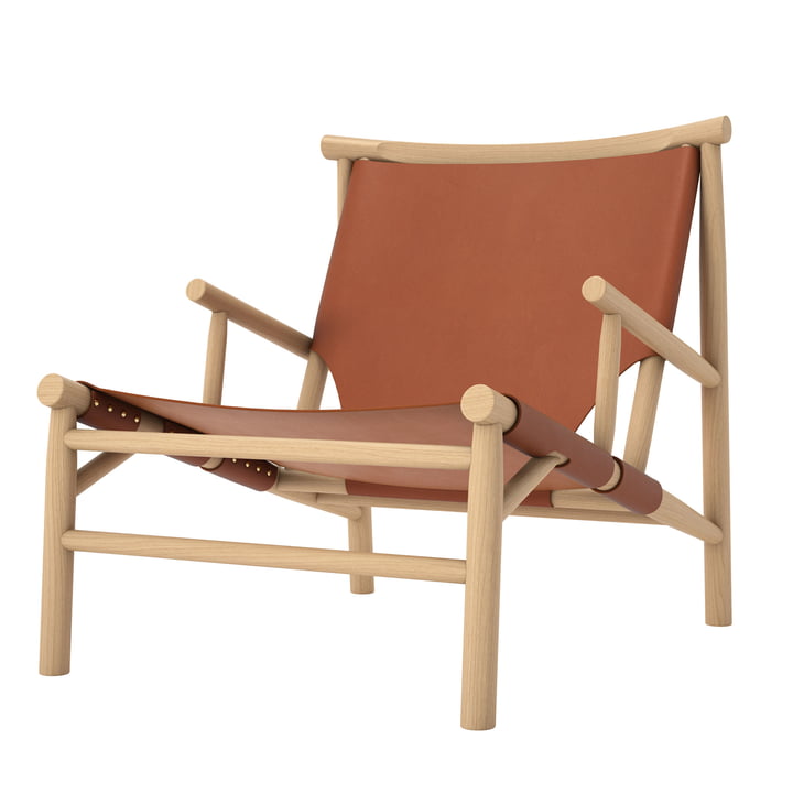 Chaise Samurai Lounge Chair by Norr11 en chêne nature / cuir cognac