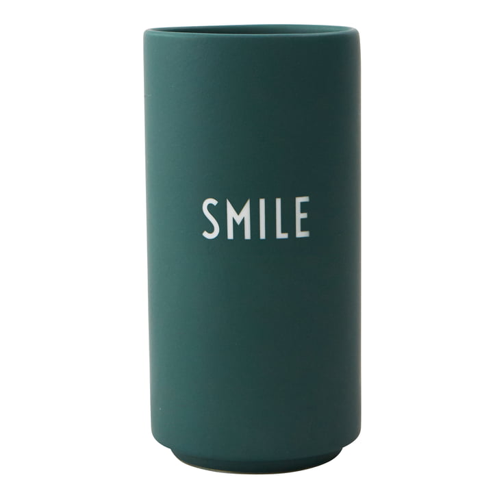 AJ Favourite Porcelain Porcelain Vase Smile by Design Lettres en vert foncé