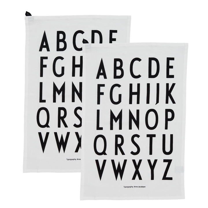 Classic Torchon de Design Letters en blanc (lot de 2)