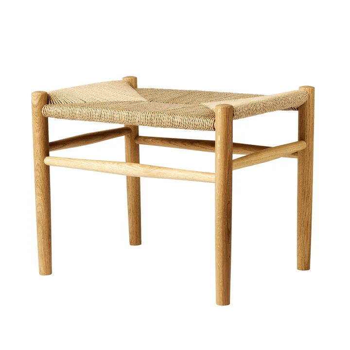 J83 Tabouret, chêne laqué mat / tressage naturel de FDB Møbler