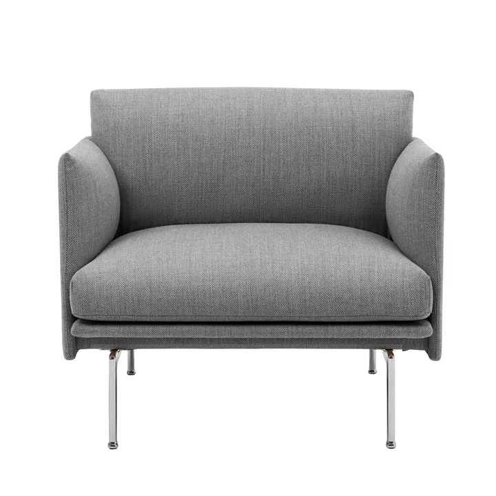 Outline Studio Fauteuil de Muuto en gris (fiord 151) / aluminium poli