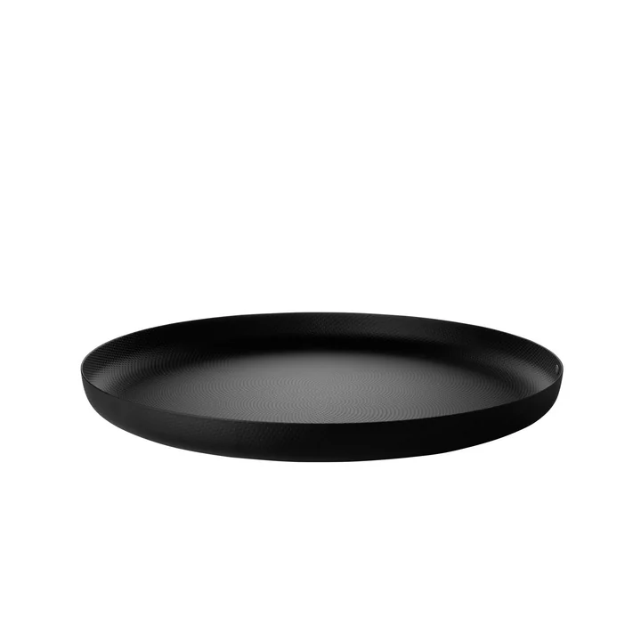 Plateau Ø 35 x H 3 cm d'Alessi en noir avec décor en relief