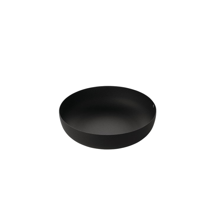 coupe Ø 24 x H 6 cm d'Alessi en noir avec décor en relief