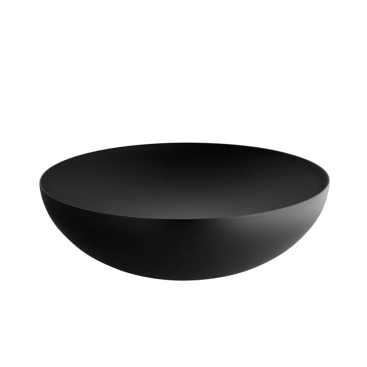 Bol à double paroi Ø 32 x H 9,5 cm d'Alessi en noir avec décor en relief