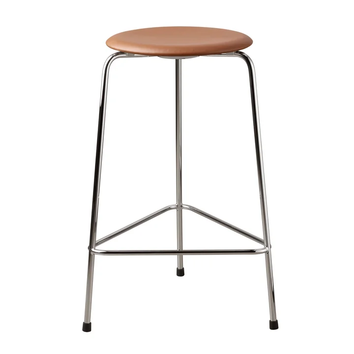 Dot Tabouret de bar H 65 cm de Fritz Hansen en cuir couleur noyer / piètement chromé