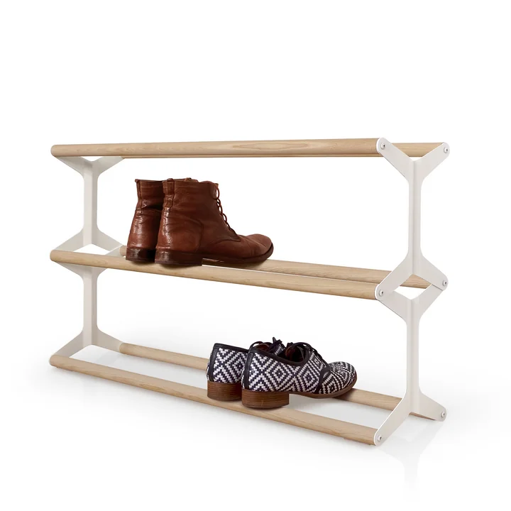 Etagère à chaussures Stixx 3gang de vonbox en blanc / Frêne