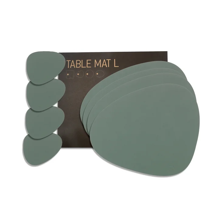 Coffret cadeau Curve L by Lind DNA en vert pastel Nupo (4 sets de table + 4 dessous de verre)