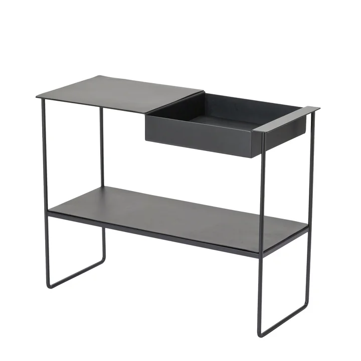Table console avec plateau de Lind DNA en aluminium noir / Bull noir