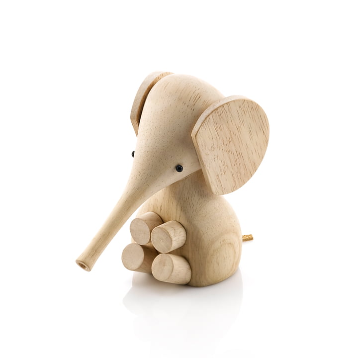 Gunnar Flørning Baby Elephant figurine en bois H 11 cm par Lucie Kaas dans l'arbre à caoutchouc nature