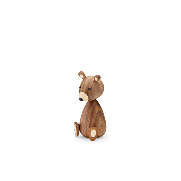 Figurine bébé ours en bois H 11 cm par Lucie Kaas en noyer