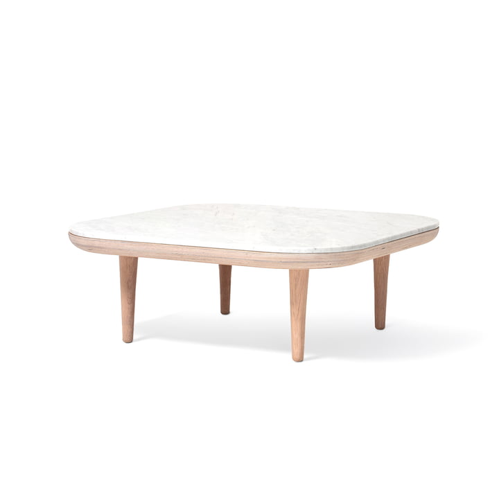 Table basse Fly SC4 80 x 80 cm de & tradition en chêne blanc / marbre Bianco Carrara