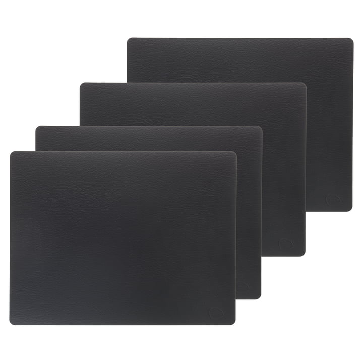 Set de table Square L , 35 x 45 cm de LindDNA in Bull noir (set de 4)