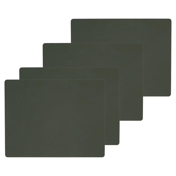 Set de table Square L , 35 x 45 cm de LindDNA dans Nupo vert foncé (set de 4)