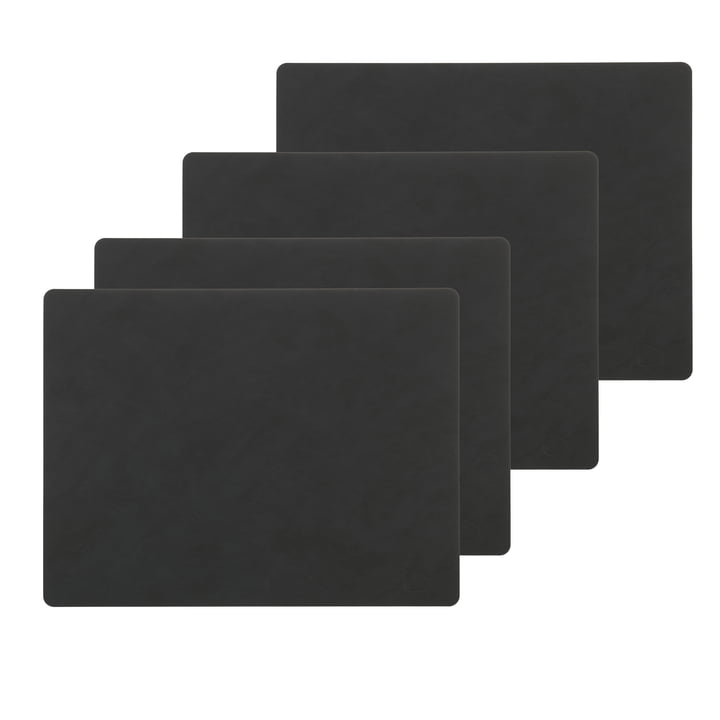 Set de table Square L , 35 x 45 cm de LindDNA dans Nupo noir (set de 4)