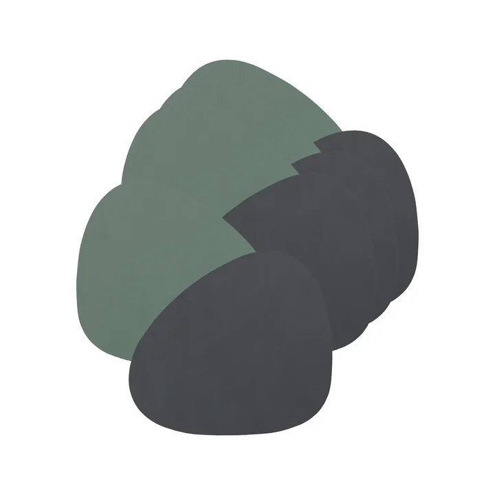 Dessous de verre Curve Double de Lind DNA en Cloud anthracite / Nupo vert pastel (set de 4)