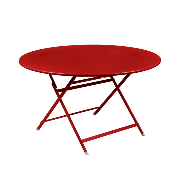 Caractére, table pliante. Ø 128 cm, rouge coquelicot par Fermob