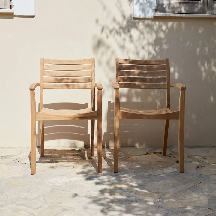 Ballare Chaise, Teak de Skagerak dans le jardin