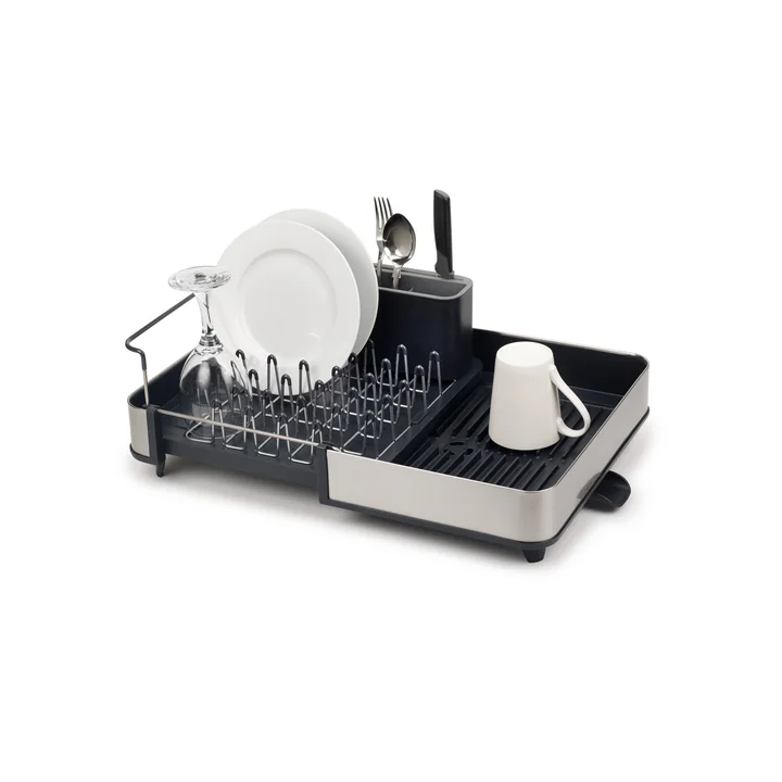 Extend Steel Panier à vaisselle extensible avec tubulure d'écoulement, gris de Joseph Joseph