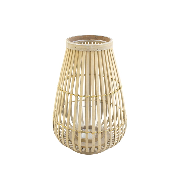 Lanterne en bambou avec insert en verre dans la nature, 36 cm