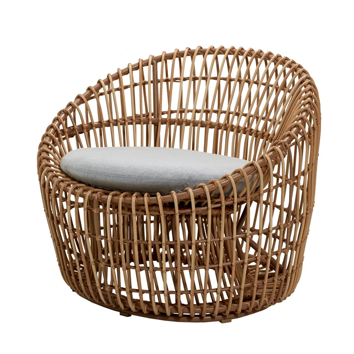 Nest Round Fauteuil Outdoor, nature / gris clair de Cane-line