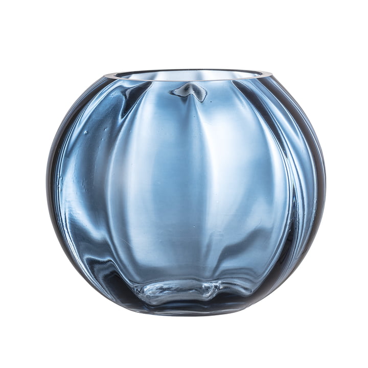 Bloomingville - Vase en verre, Ø 18 x H 15 cm, bleu