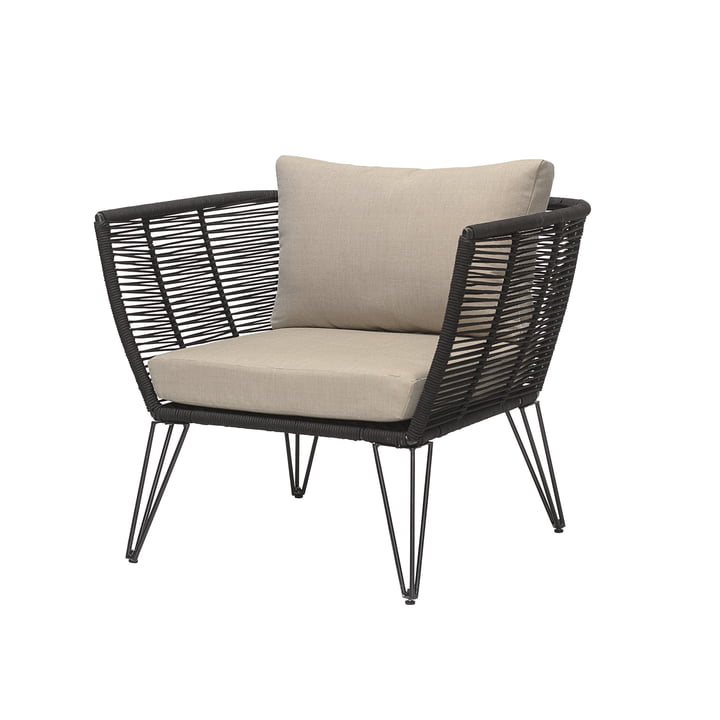 Mundo Lounge Chair avec coussin de Bloomingville en noir / beige