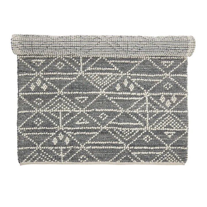 Tapis de laine de Bloomingville de 180 x 120 cm en gris
