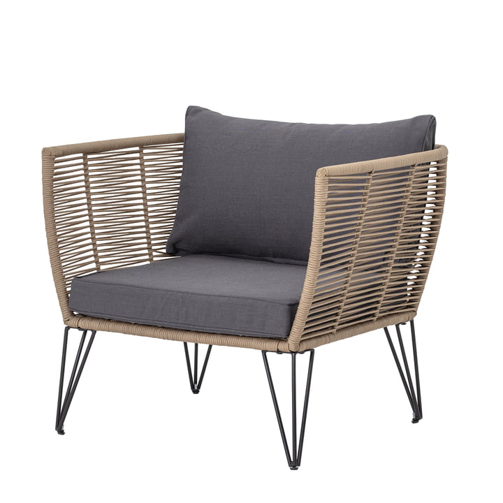 Mundo Lounge Chair avec coussin de Bloomingville en marron / gris